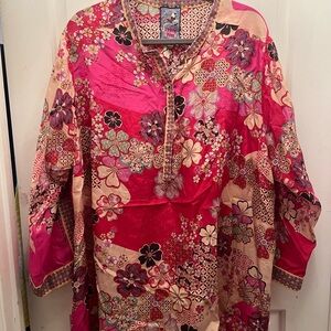 Johnny Was silk tunic with embroidery